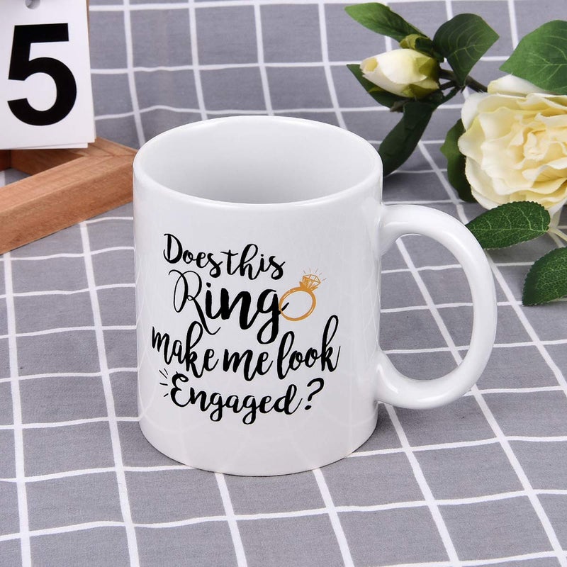 Maustic Funny Coffee Mug Does This Ring Make Me Look Engaged Coffee Tea Cup Funny Mug Novelty Coffee Mug for Men Women Birthday Festival Christmas Engagement - Image 5